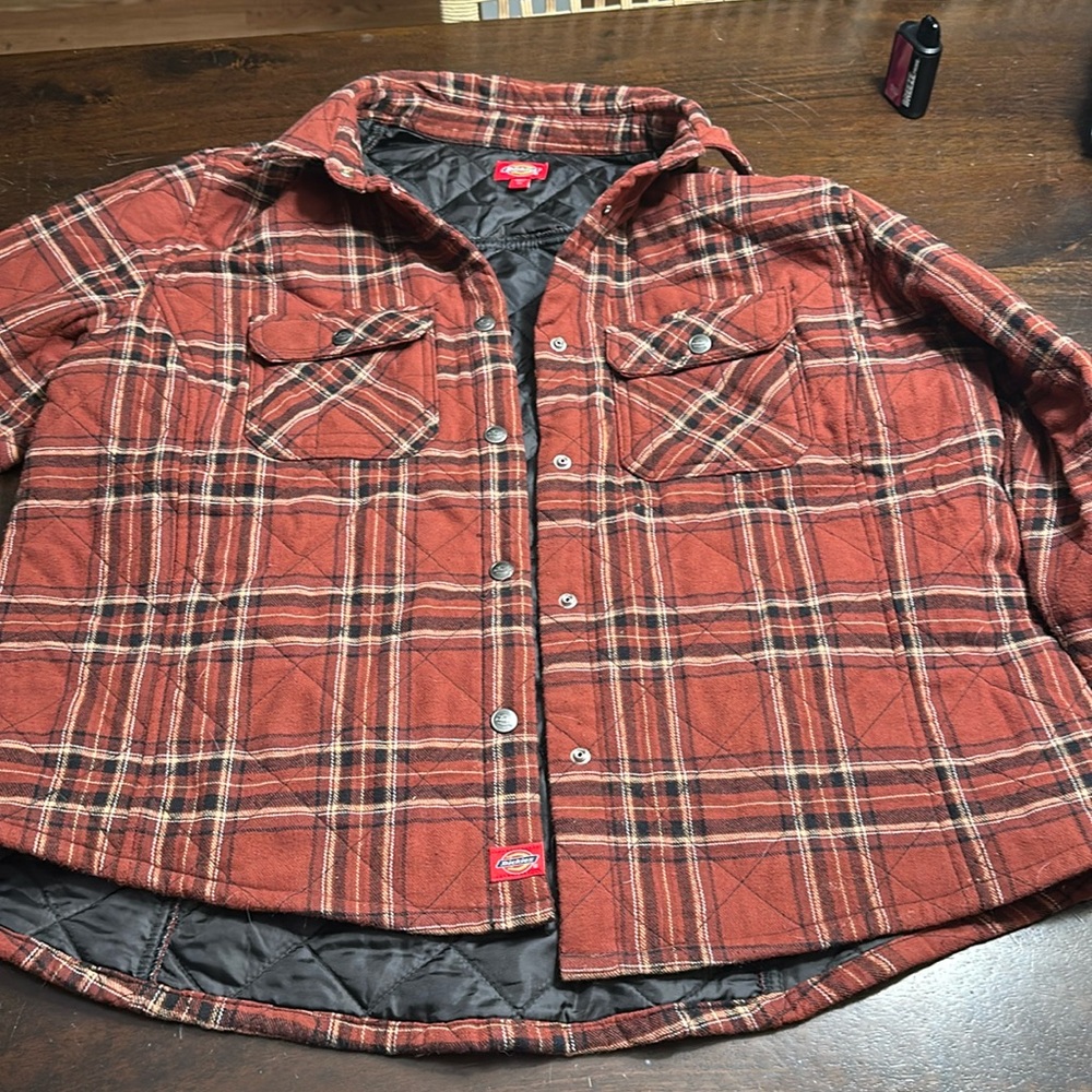 Dickies long sleeve brick red flannel jacket